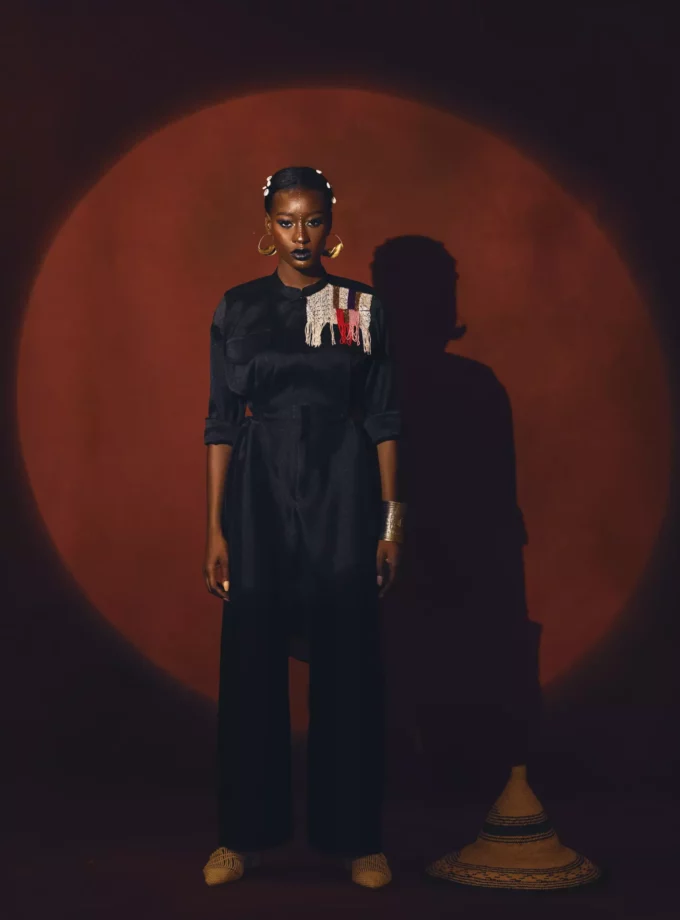 UTILITY JUMPSUIT WITH FRONT ZIPPER AND EMBRIODERY