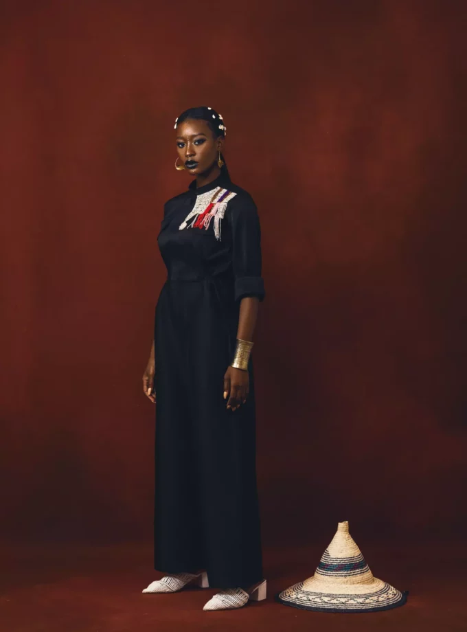 UTILITY JUMPSUIT WITH FRONT ZIPPER AND EMBRIODERY