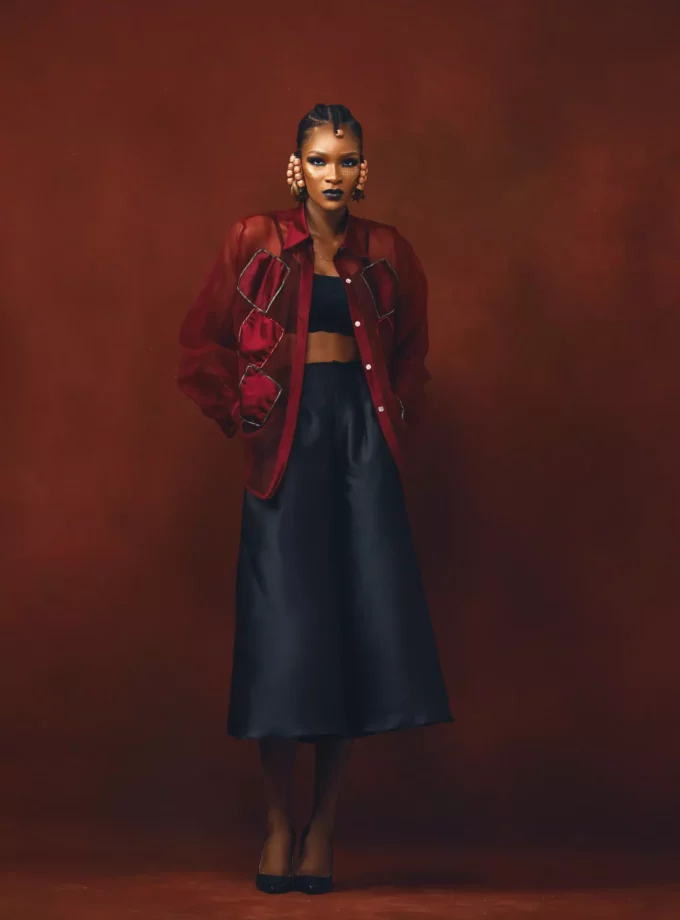 LONG SLEEVED TOP WITH BEADED DETAIL