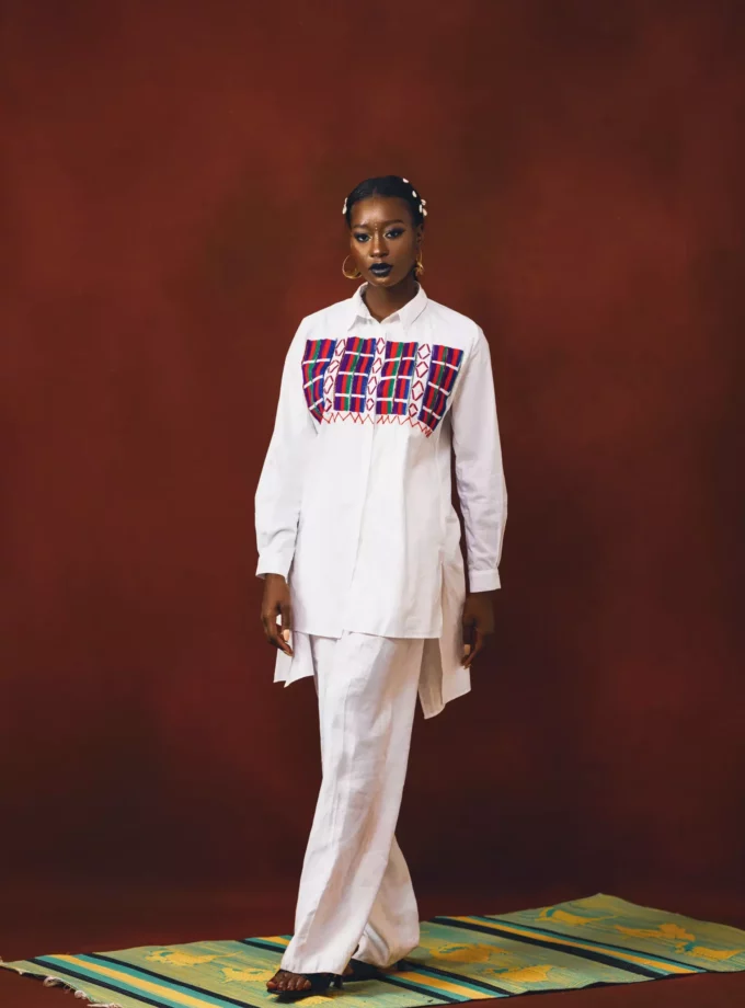 FULANI HAND EMBRIODERED LONG SLEEVE & STRAIGHT PANTS SET