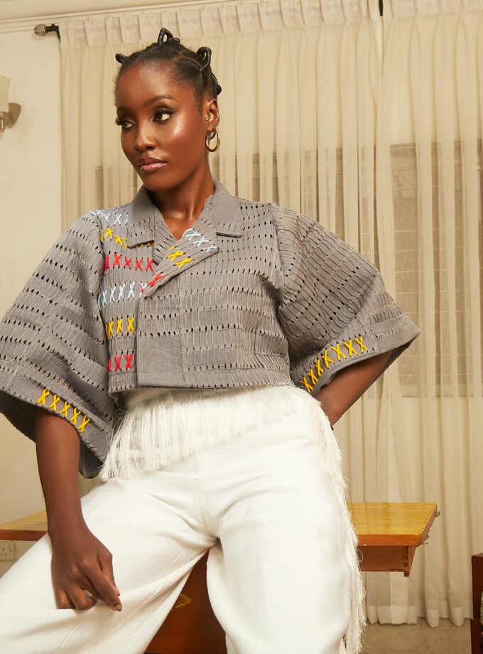 DOUBLE BREASTED INSPIRED CROP TOP