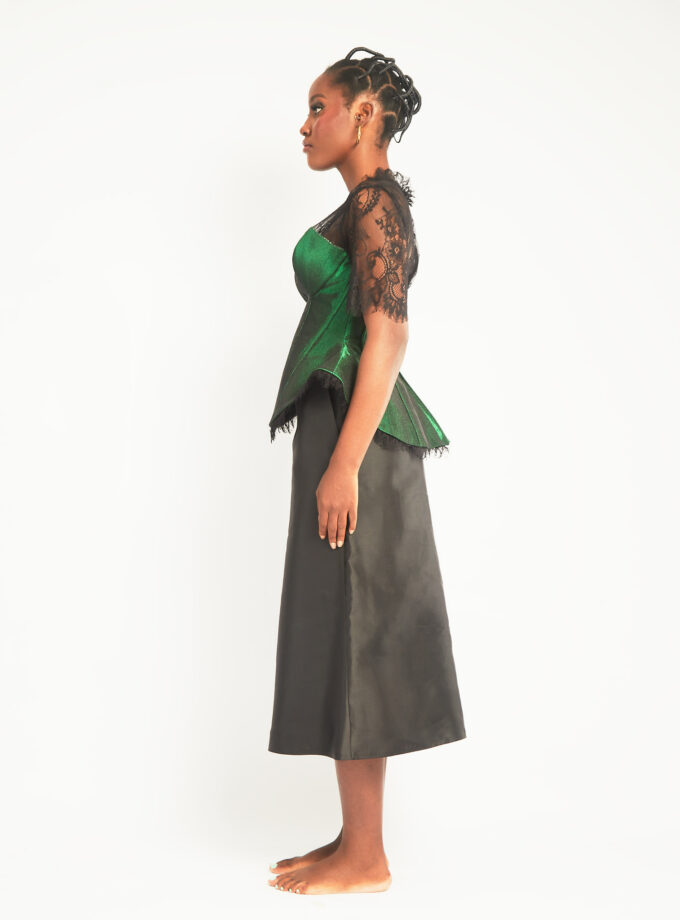 SHORT SLEEVED CORSET AND PEPLUM INSPIRED TOP