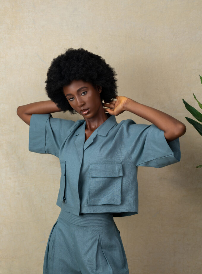 LINEN TWO PIECE SET WITH POCKET