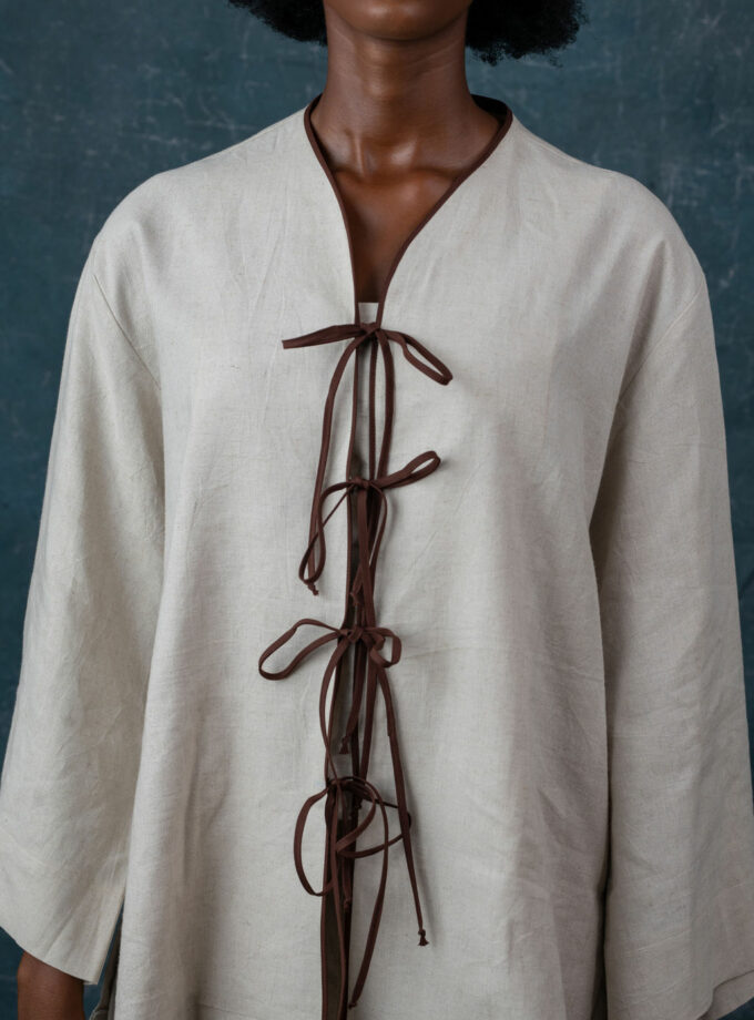 LINEN TIE KNOT TOP AND TROUSER