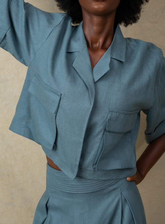 LINEN TWO PIECE SET WITH POCKET