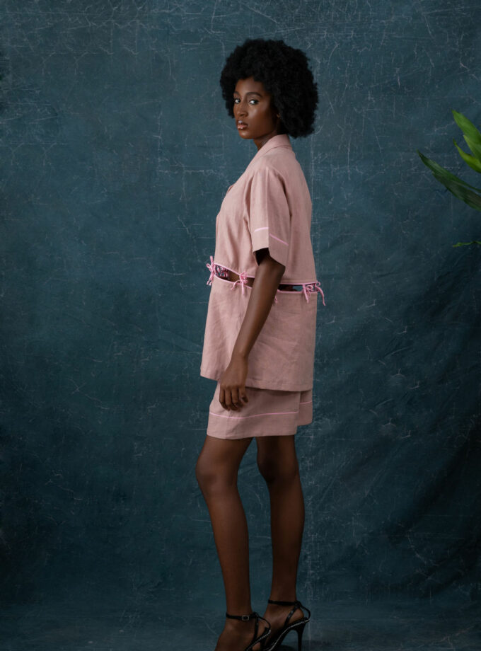 LINEN TIE-KNOT TWO PIECE SET (SHORT)