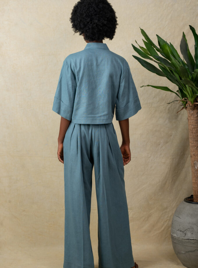 LINEN TWO PIECE SET WITH POCKET