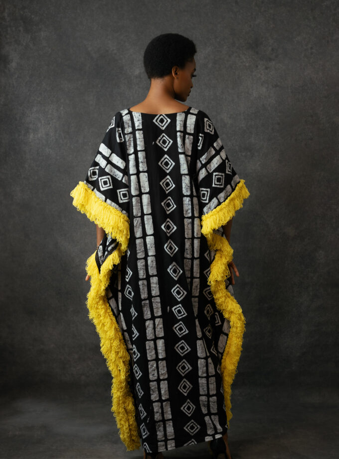 ADIRE KAFTAN WITH WOOL DETAIL