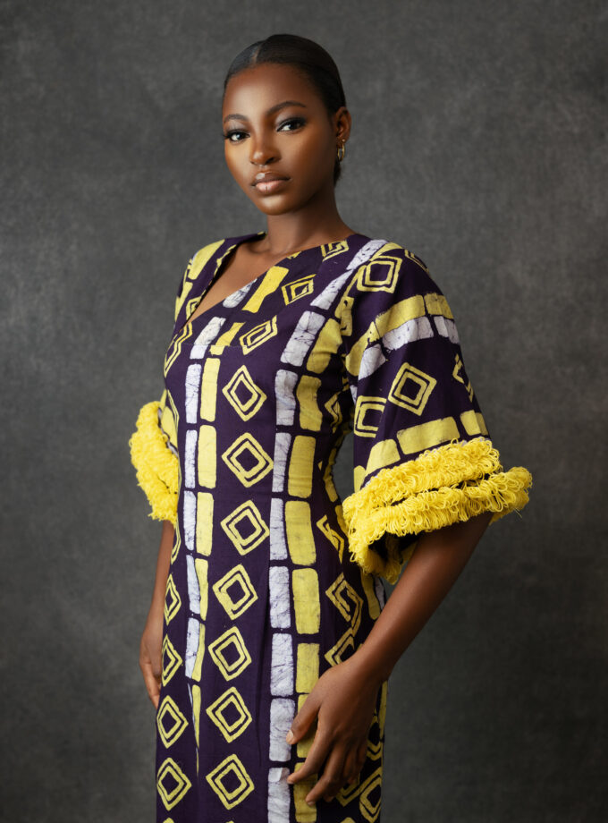 ADIRE MIDI DRESS WITH WOOL DETAIL