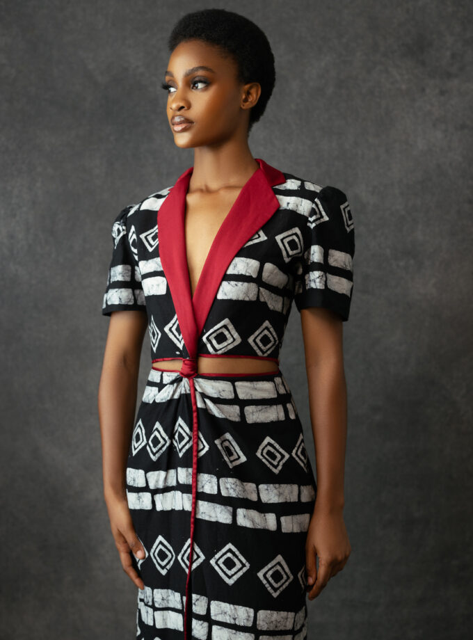 ADIRE SIDE CUTOUT MAXI DRESS