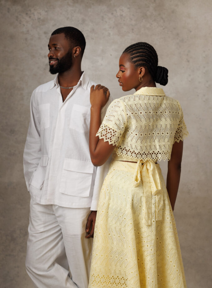 YELLOW COLLARED MIDI DRESS WITH TIE KNOT BACK